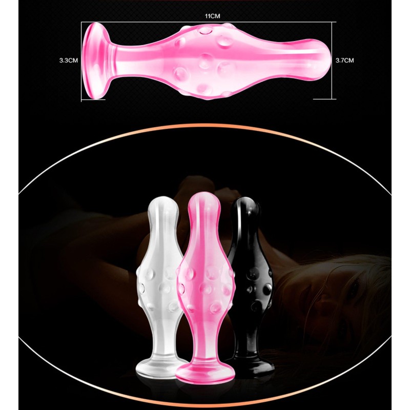 Szklane dildo analne z wypustkami 3 kolory 11,5 cm